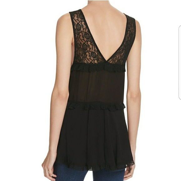 FREE PEOPLE LACE TRAPEZE CAMI BLACK - Picture 2 of 7